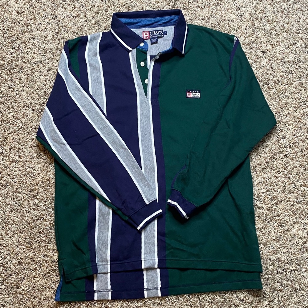 Vintage Chaps Ralph Lauren Long-Sleeved Polo LOGO